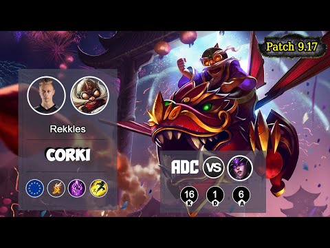 REKKLES Corki ADC  VS Syndra | LOL | S9 EUW Challenger - Full Gameplay