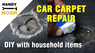 Car floor carpet hole repair - DIY with household items!
