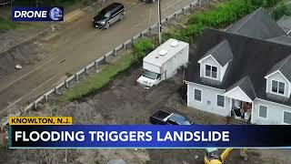 Severe storms cause landslide on New Jersey roadway, leaving cars stuck in mud