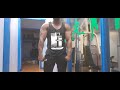 black muscle man flexing and chest bounce .