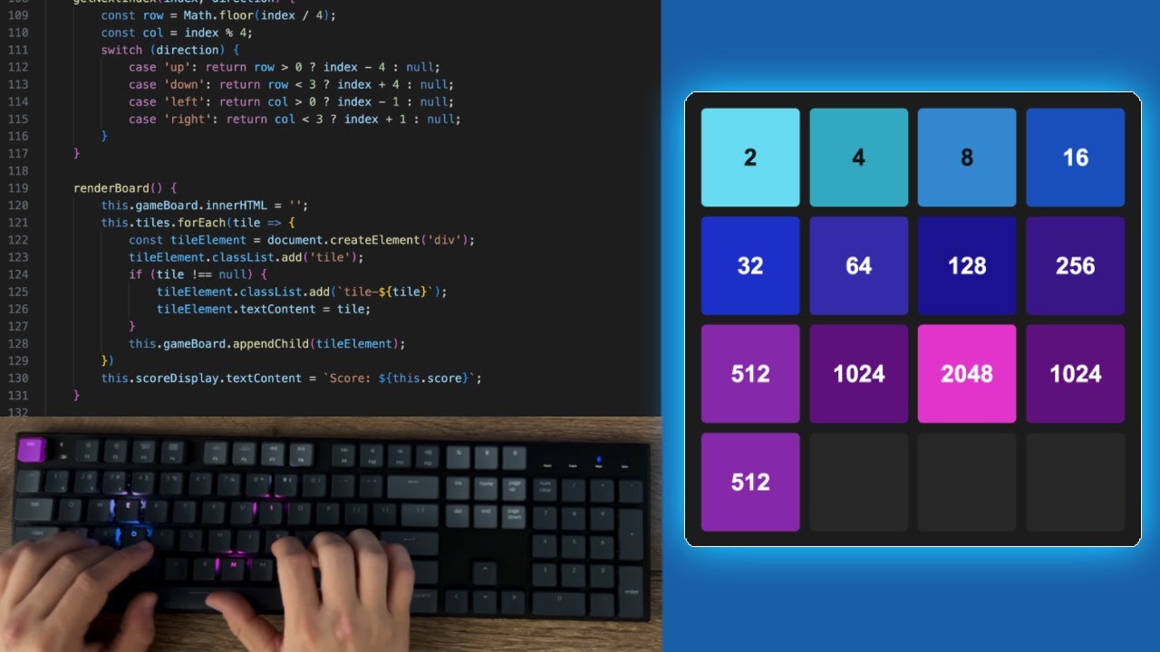 ASMR Programming - 2048 Game on JavaScript No Talking