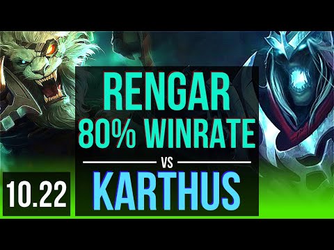 RENGAR vs KARTHUS (JUNGLE) | 80% winrate, Rank 3 Rengar, 6 solo kills | TR Challenger | v10.22
