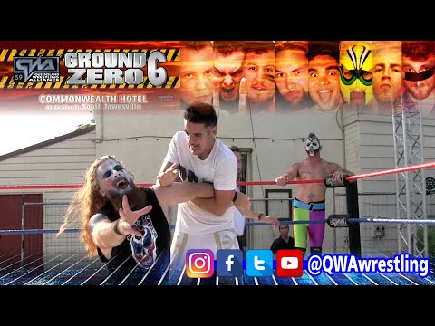 Gabriel (c) w/ Liam Pain V Circus of Doom - QWA Tag Team Championship  - Ground Zero 6