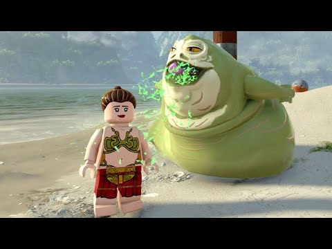 Leia is disgusted by Jabba the Hutt in LEGO Star Wars: The Skywalker Saga