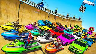 Novos Louca Rampa Desafio com Carros Jet Ski Aviões Caminhões Epic Spiderman Stunt Racing GTA 5