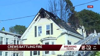 Crews battle large fire at home in Biddeford