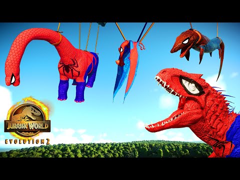 Jurassic World Evolution 2 - Spider Man I-Rex vs Spider Man Mosasaurus vs Spider Man Tropeognathus