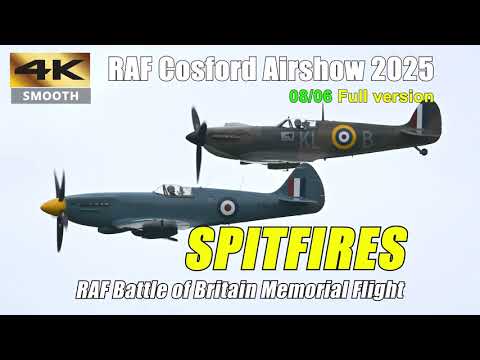 The Sound of History: WWII Spitfire fighters fly display | RAF Cosford Airshow 8/6/2025