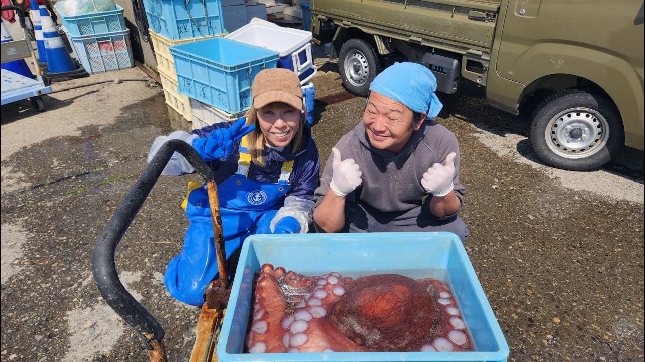巨大ミズダコ38キロ捕獲