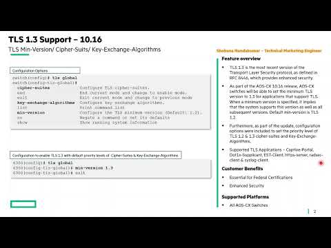AOS-CX 10.16 Release Elevator Pitch: TLS 1.3 Support