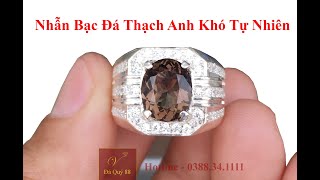 Nhẫn Bạc Gắn Đá Thạch Anh Khói Đen Tự Nhiên