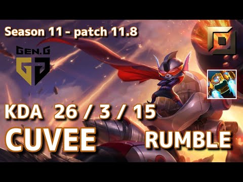 【韓国サーバー/M1】GEN.G CuVee ランブル(Rumble) VS ダリウス(Darius) TOP - Patch11.8 KR Ranked【LoL】