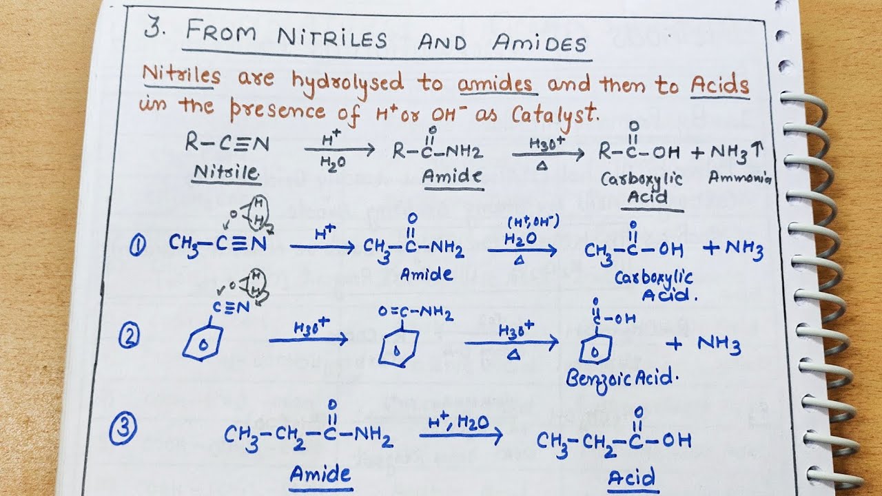 3) Carboxylic acid from Nitrile and Amide class12 organic chemistry #neet #cbse #jee #chemistry