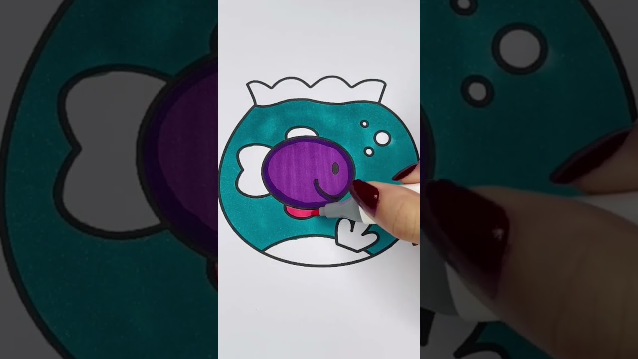 fish in aquarium coloring drawing #shorts #short #coloring #drawing #fish #aquarium