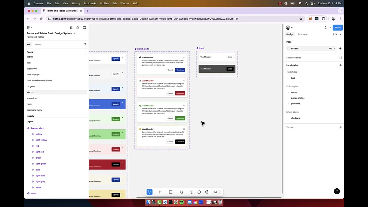 Alert components - Forms & Tables design system
