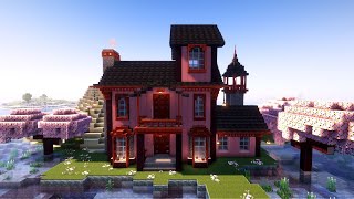 [Minecraft] How to Build a Cherry Blossom Mansion / Tutorial