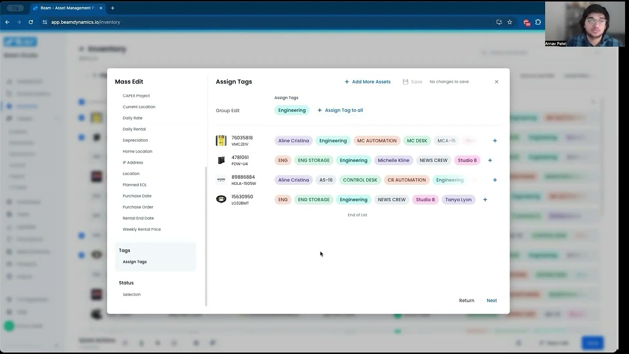 Batch Editing Asset Data Using Mass Edit