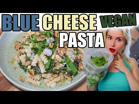 How to make BLUE CHEESE/SPINACH PASTA VEGAN (easy, quick recipe)