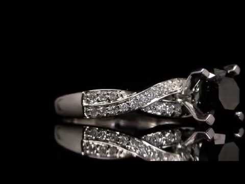 2.15 CT BLACK & SI1 F DIAMOND INFINITY ENGAGEMENT RING 14K WHITE GOLD