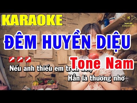 Karaoke Đêm Huyền Diệu Tone Nam Nhạc Sống | Trọng Hiếu