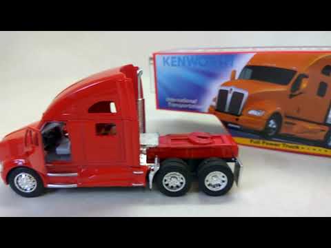 Металлическая машинка Kinsmart 1:68 «Kenworth T700 с прицепом» KT1302D, инерционный / Синий