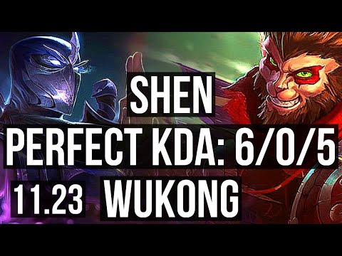 SHEN vs WUKONG (TOP) | 6/0/5, 300+ games, Dominating | KR Master | 11.23