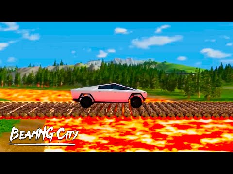 Cars vs Loop Bridge over Lava River ▪ BeamNG. Drive