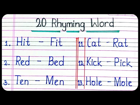 20 rhyming words in english for class 3 | 20 Rhyming Words in English | Rhyming words
