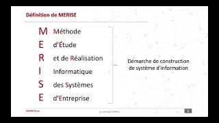 #1 - Définition MERISE | MERISE - Cours et exercices corrigés