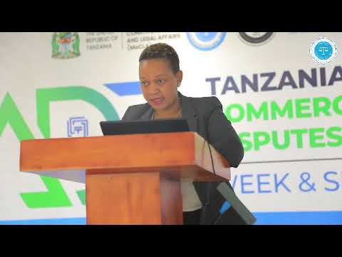 Senior State Attorney Ms. Pamela Mugarula speaking during the Tanzania Commercial Dispute Resolution Week and Commercial Dispute Resolution Conference 2026, taking place from September 28 to October 2, 2026, in Dar es Salaam.
