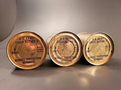 1943 US Army Field Ration C 24 Hour MRE Review Breakfast Dinner Supper Soldier Food Testing