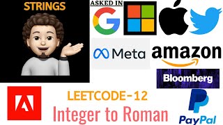 YouTube video 'Integer to Roman -(Amazon, Facebook, Microsoft, Twitter, Apple, Google..): Explanation ➕ Live Coding'