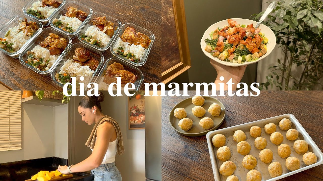 Fazendo comida para semana toda, marmitas, salada, lanche, cardápio...