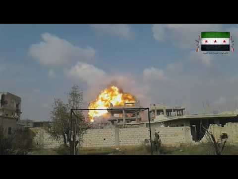 تفجير أحد مقرات النظام في حي النشية في مدينة درعا من قبل فرقة فجر التوحيد ضمن مجريات معركة الموت ولا المذلة