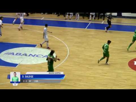 Gol Dani Saldise (2-3) Santiago Futsal - Magna Gurpea. 1Div, J11