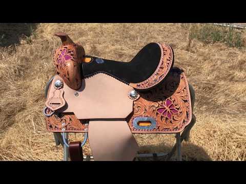 13" Pink Butterflies Youth Barrel saddle
