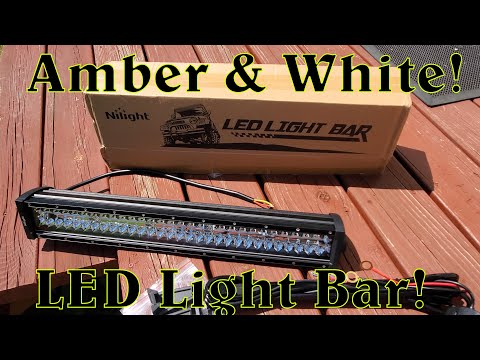 Nilight 22 Inch 480W Amber & White Led Light Bar w 6 modes & Strobe