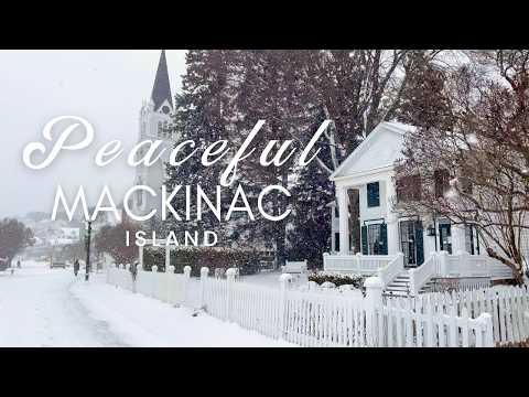 Peaceful Winter Walk On Mackinac Island | Michigan Walking Tour & Relaxing Music | No Talking