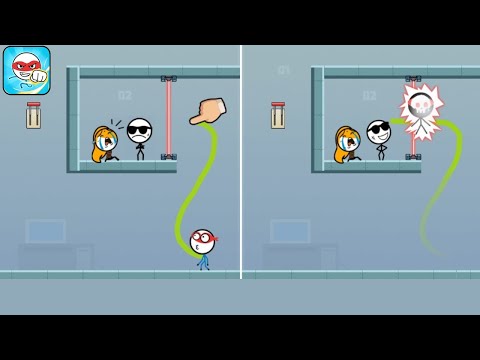 Attack Draw Line Gameplay Walkthrough Levels 1-20 - Stickman Brain Puzzle Game