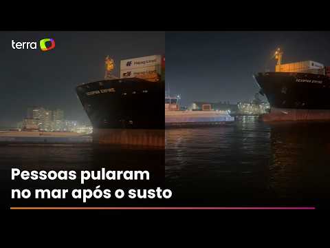 'It's going to crash': video shows collision between ship and barges in the Port of Santos