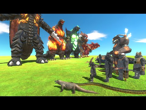 1 VS 60 - Kaiju Team VS 60 Mutant Primates + Reptiles - Animal Revolt Battle Simulator