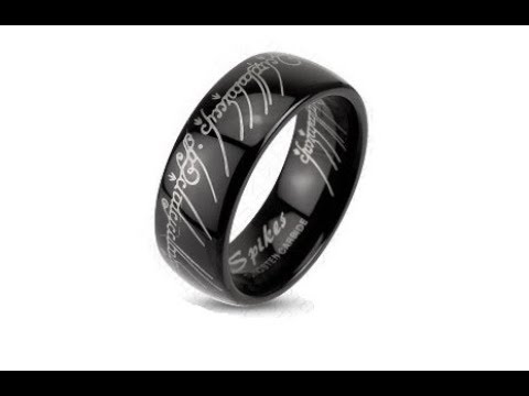Biżuteria - Obrączka z wolframu - gładka czarna, Władca pierścieni