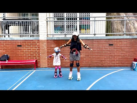 💕 Day 1 mum & daughter learning roller skating