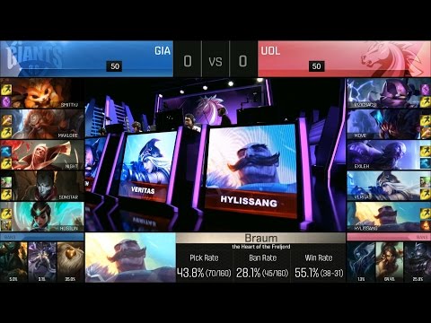GIA vs UOL Game 1 Highlights - GIANTS vs UNICORNS OF LOVE EU LCS PLAYOFFS QUARTERFINAL #1 SU 2016