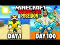 I Survived 100 Days as POSEIDON in Minecraft.. Here's What Happened..