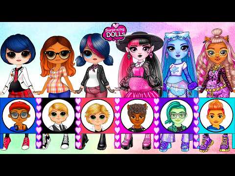 Marinette, Alya, Draculaura, Clawdeen, Princess Peach become Parents | SurprisingDolls Paper DIY