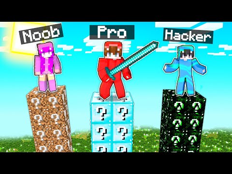 Desafío de LUCKY BLOCKS NOOB vs PRO vs HACKER (Minecraft)