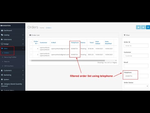 Admin Order List Email + Telephone Column+Filter - OpencartTools