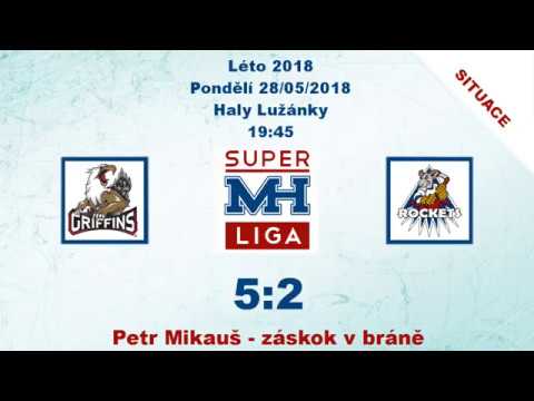 MH Superliga (Léto 2018) Griffins vs. Rockets 5:2 - brankářské umění Petra Mikauše
