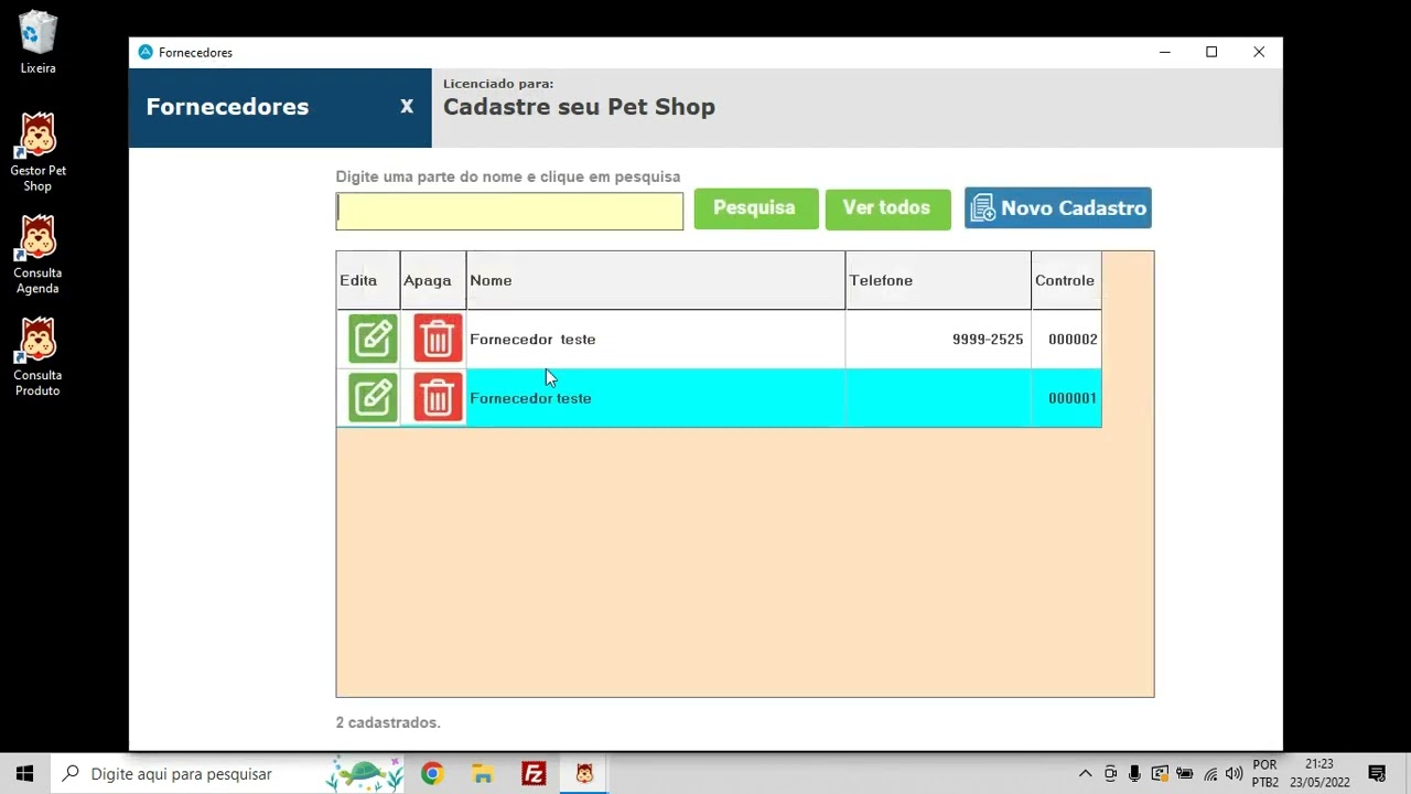 Cadastro de Fornecedores